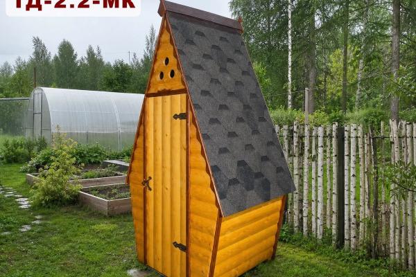 Дачный туалет ТД-2.2-МК — шалаш, блок-хаус, мягкая кровля